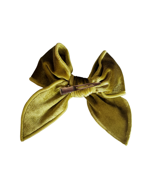 Velvet Knot Bow Alligator Hair Clip - Green