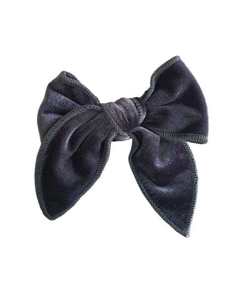 Velvet Knot Bow Alligator Hair Clip - Gray