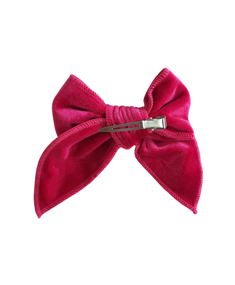 Velvet Knot Bow Alligator Hair Clip Neon Pink Knotty Ribbons