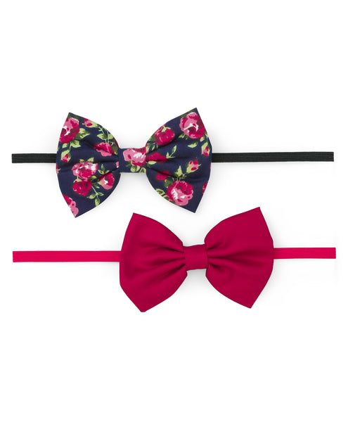 Floral Bow Headband Set - Red