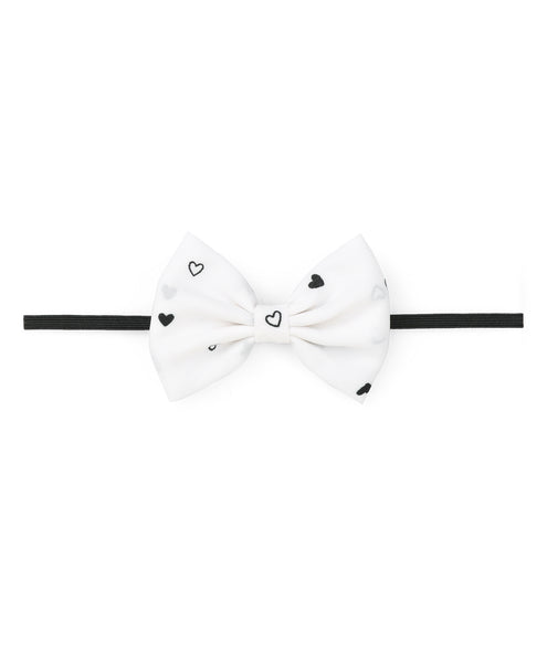 Heart Bow Headband Set - Black & White