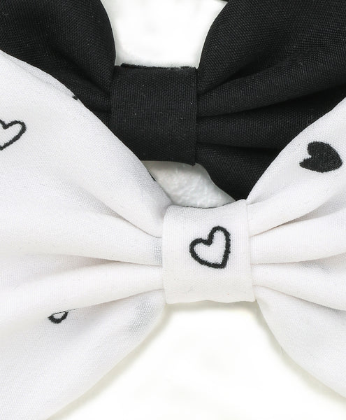 Heart Bow Headband Set - Black & White