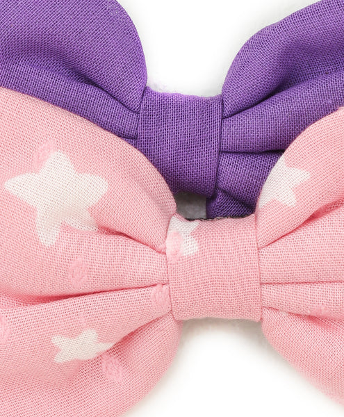 Star Bow Headband Set - Purple & Pink