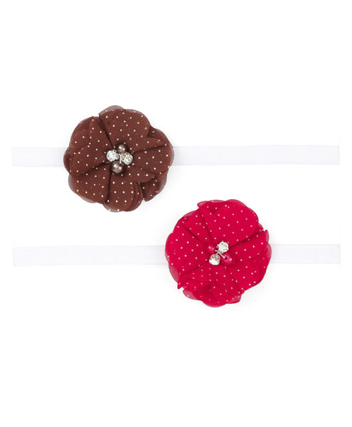 Flower Headband Set - Brown & Red