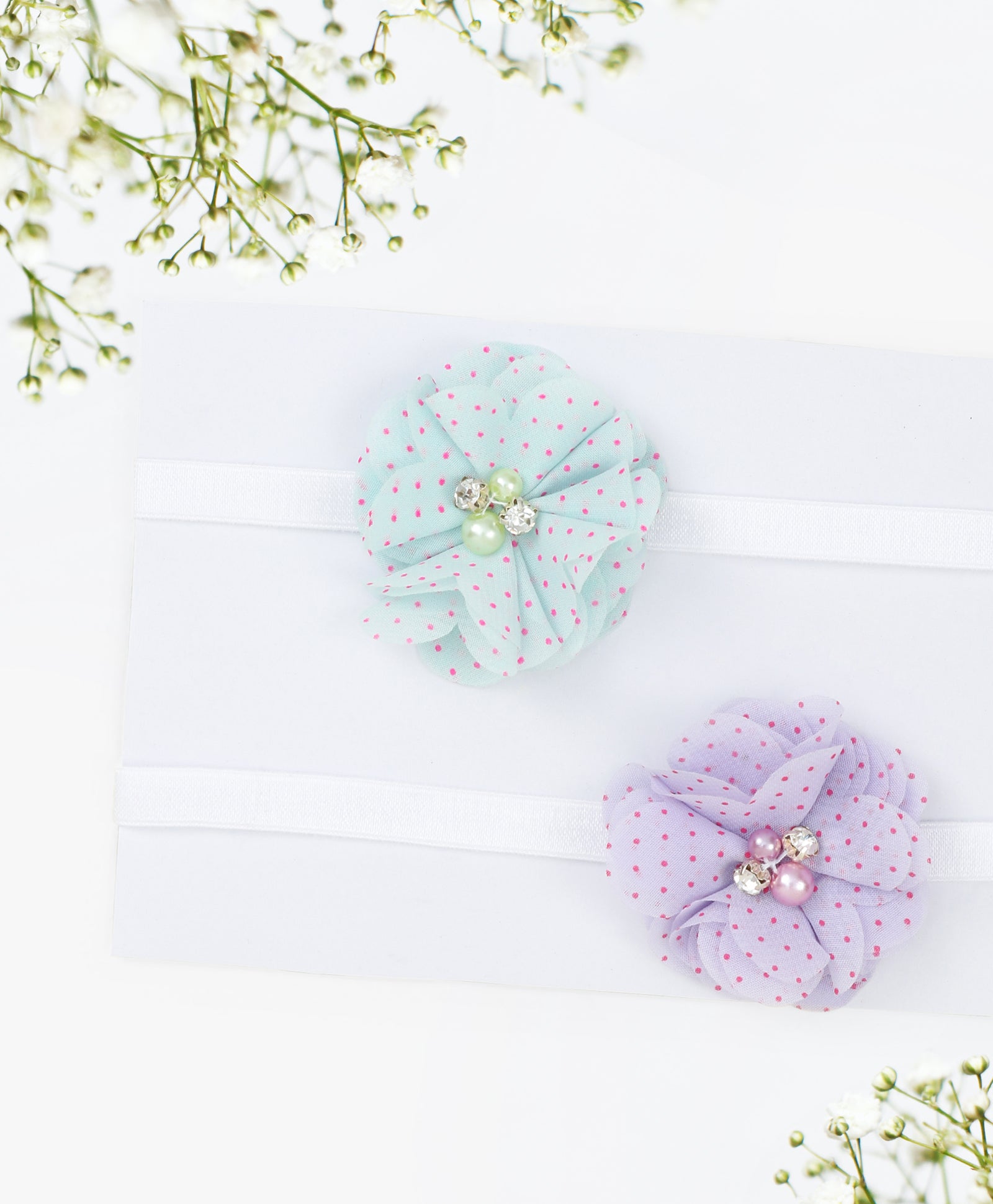 Flower Headband Set - Light Blue & Purple