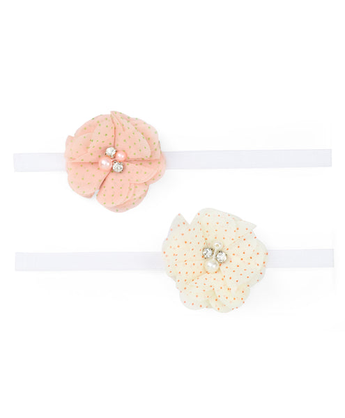 Flower Headband Set - Light Pink & Beige