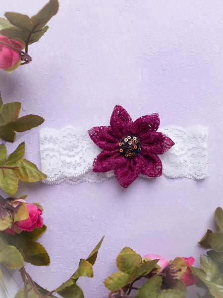 Big Flower Headband- Maroon