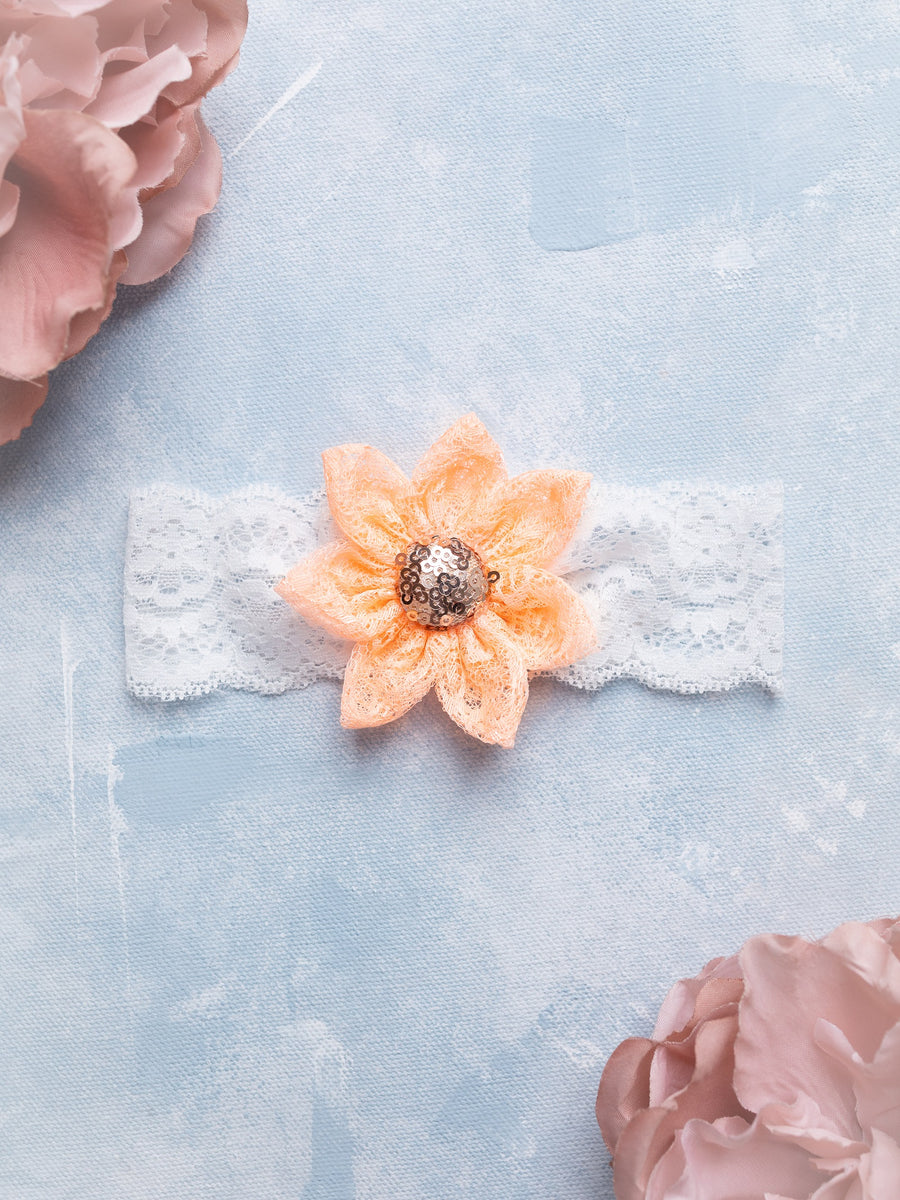 Big Flower Headband Peach Knotty Ribbons