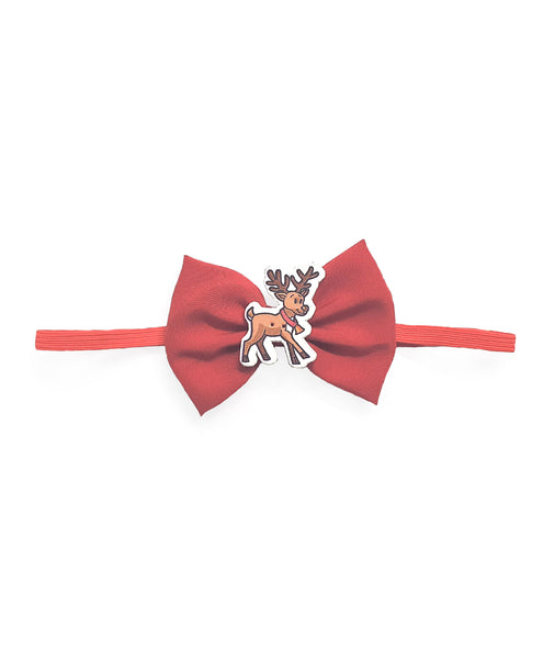 Raindeer Bow Headband - Red