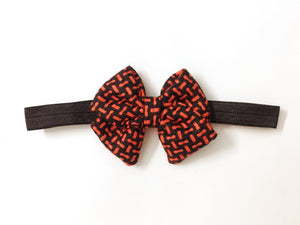 Printed Winter Bow Hairband - Red & Black