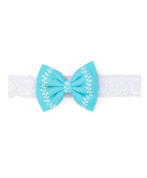 Flower & Bow Hairband Set - Blue