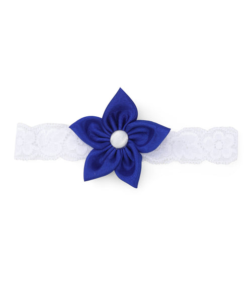 Flower & Bow Hairband Set - Blue