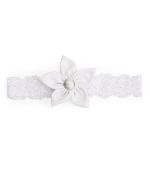 Flower & Bow Hairband Set - Pink & White
