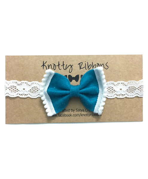 Felt Bow Headbands Set - Neon Pink & Blue