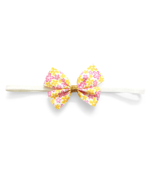 Floral Print Butterfly Headband - Yellow & Pink
