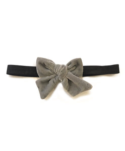 Velvet Knot Bow Headband - Grey