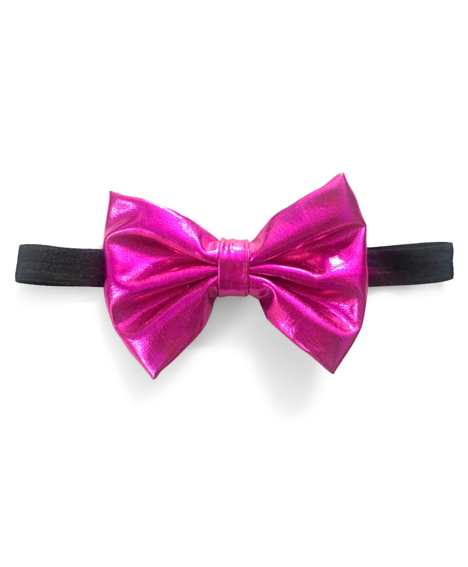 Big Leather Bow Headband - Dark Pink