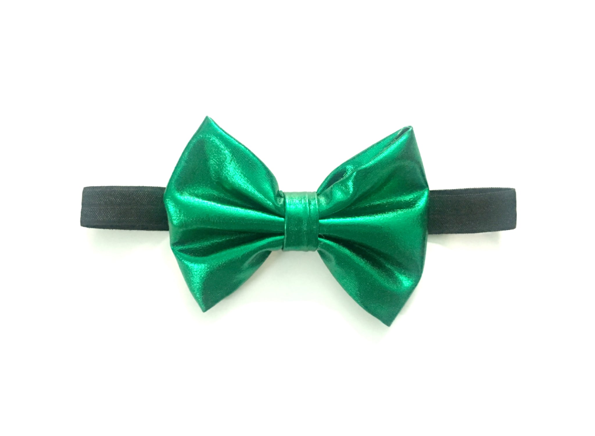 Big Leather Bow Headband - Green