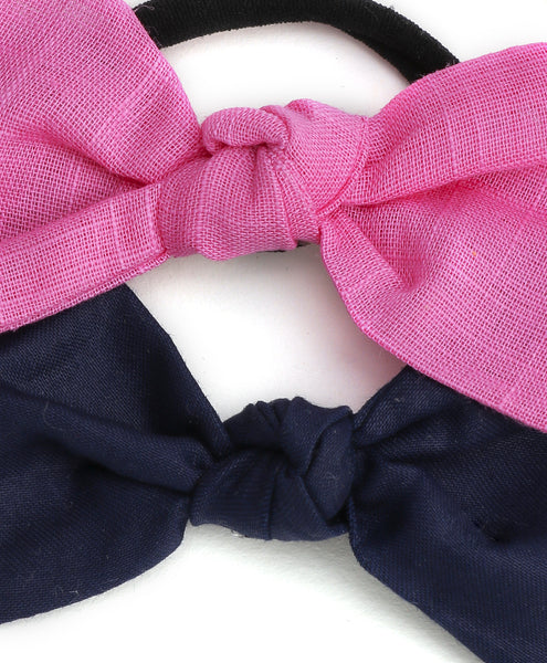 Knot Bow Headbands (Set of 2) - Light Pink & Dark Blue