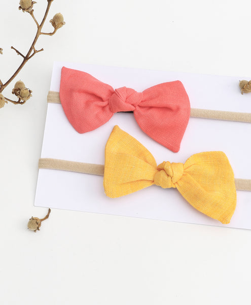 Knot Bow Headbands (Set of 2) - Peach & Yellow