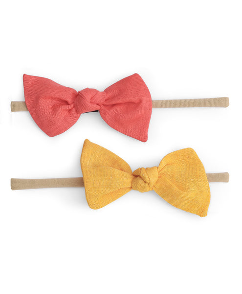 Knot Bow Headbands (Set of 2) - Peach & Yellow