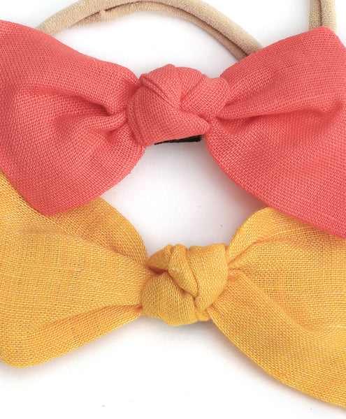 Knot Bow Headbands (Set of 2) - Peach & Yellow