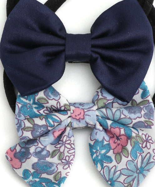 Petite Headband Set - Floral & Dark Blue