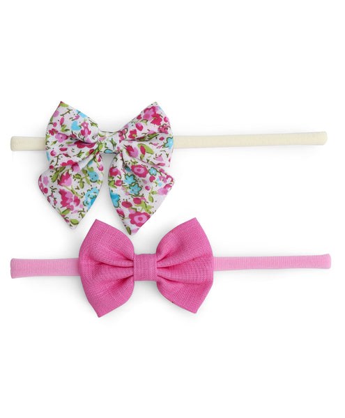 Petite Headband Set - Floral & Light Pink