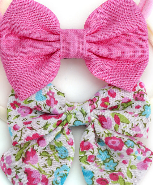 Petite Headband Set - Floral & Light Pink