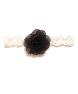 Delicate Flower Head Band - Black