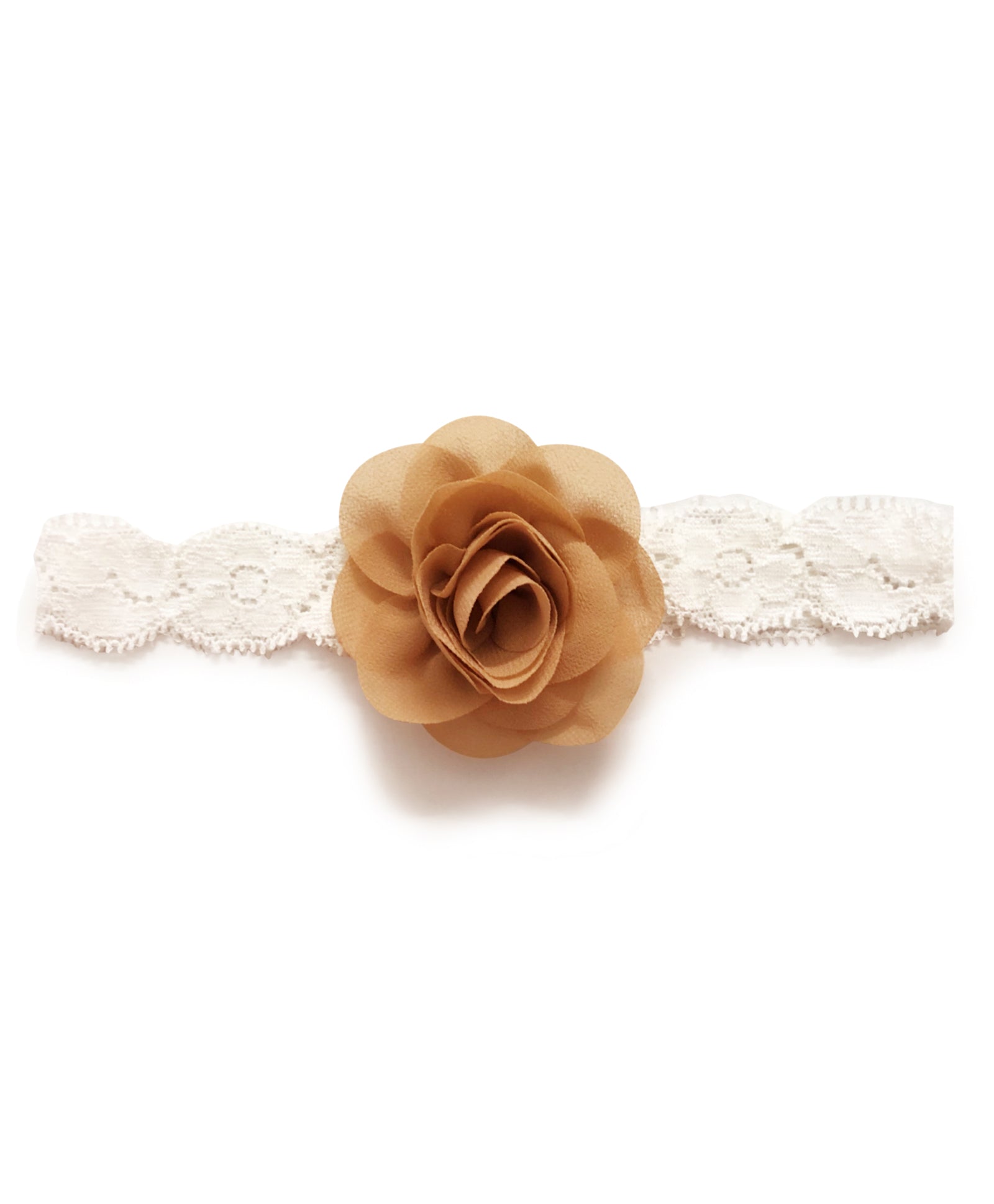 Delicate Flower Head Band - Brown