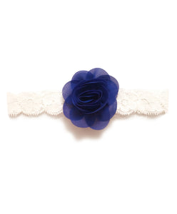 Delicate Flower Head Band - Dark Blue