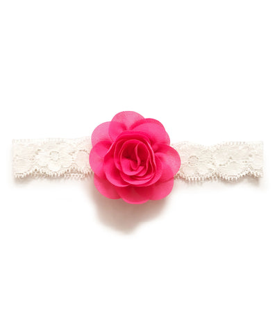 Delicate Flower Head Band - Dark Pink