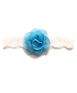 Delicate Flower Head Band - Light Blue