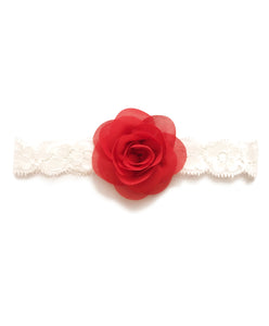 Delicate Flower Head Band - Red