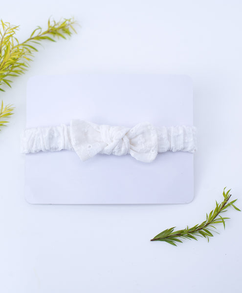 Solid Elasticated Headband- White
