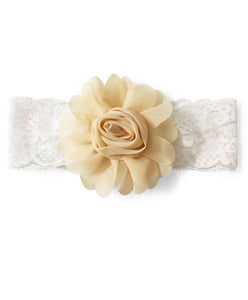 Big Rose Flower Applique Headband- Cream