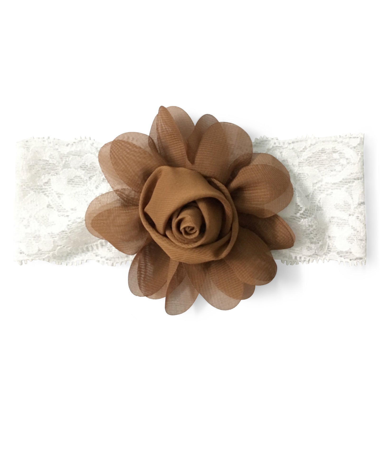 Rose Flower Embellished Headband- Brown