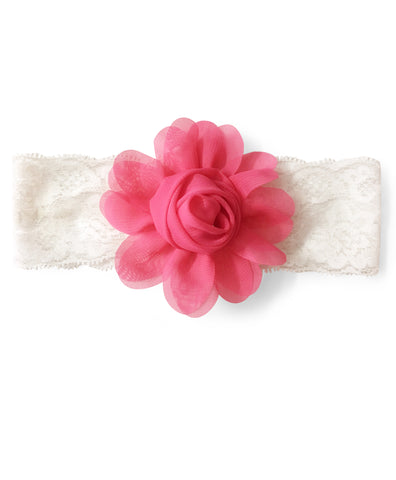 Big Rose Flower Applique Headband- Dark Pink