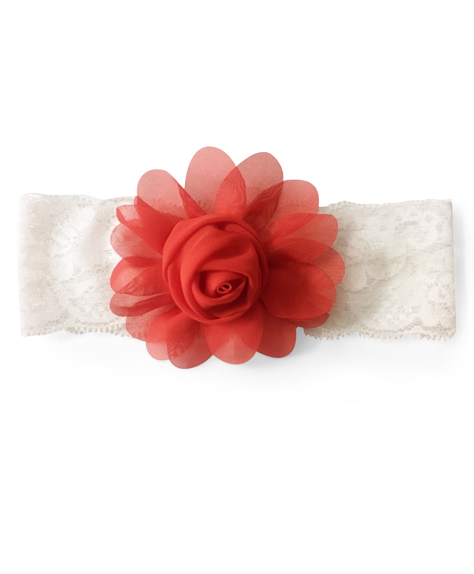 Big Rose Flower Applique Headband- Red