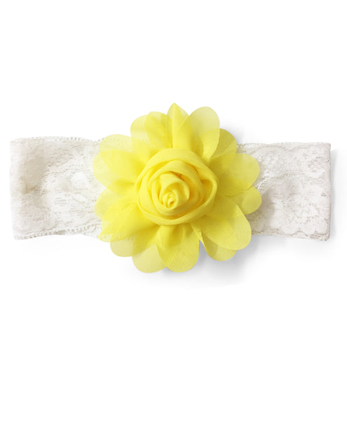 Big Rose Flower Applique Headband- Yellow