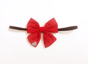 Sailor Bow With Heart Design Headband - Red