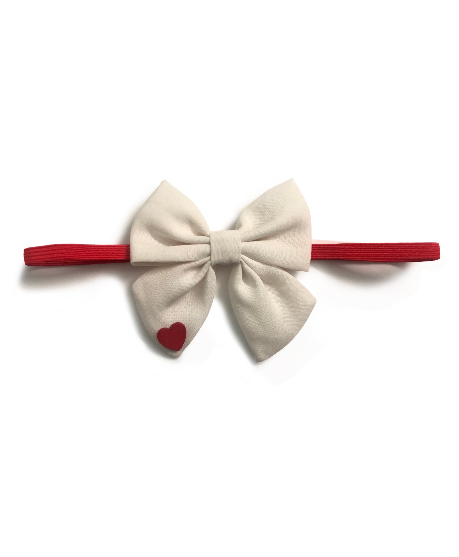 Sailor Bow With Heart Design Headband - White