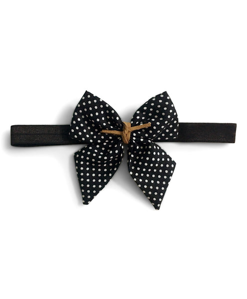 Polka Dots Sailor Bow Hairband - Black