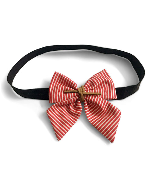 Stripes Sailor Bow Hairband - Red