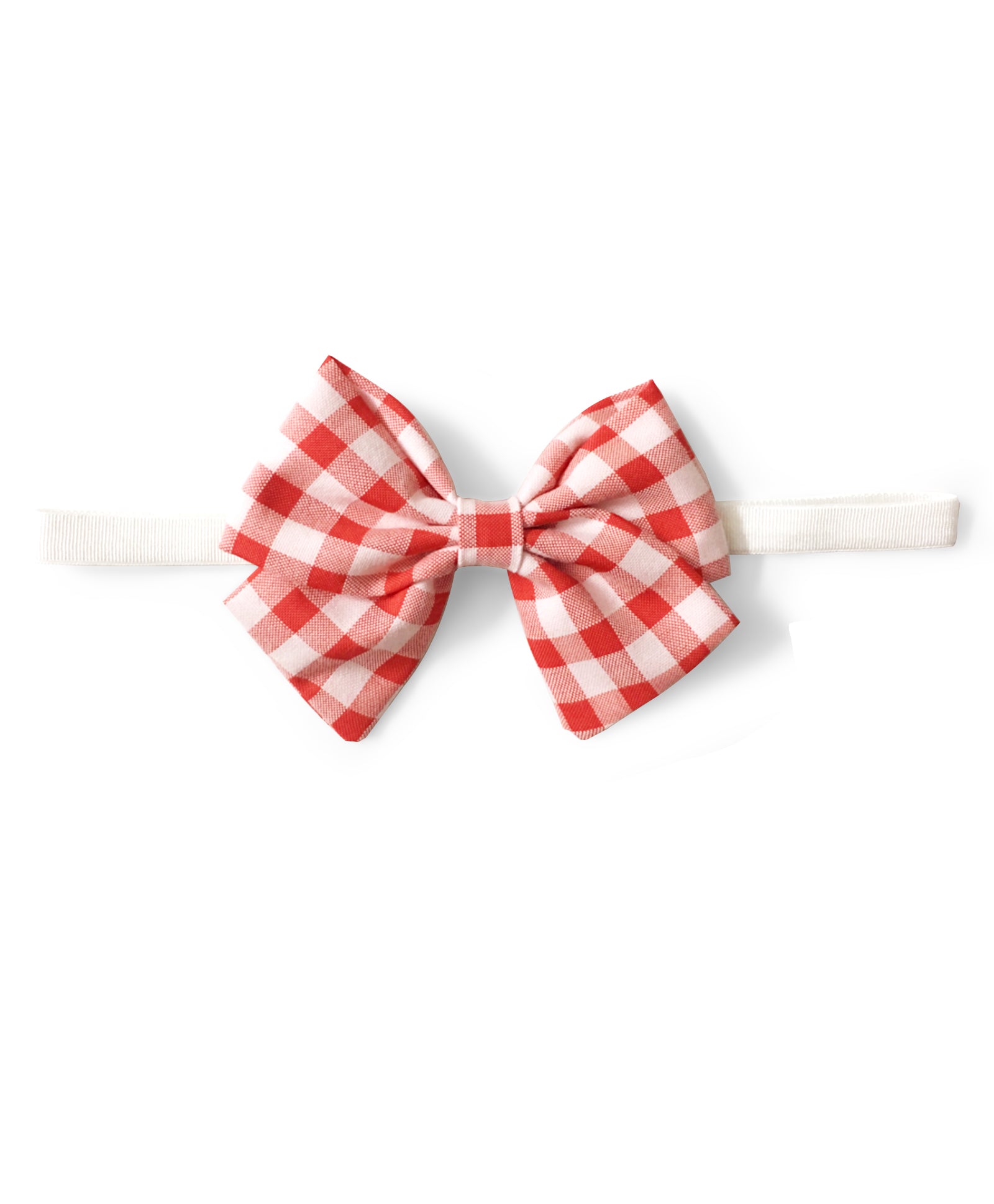 Checks School Bow Headband - Red