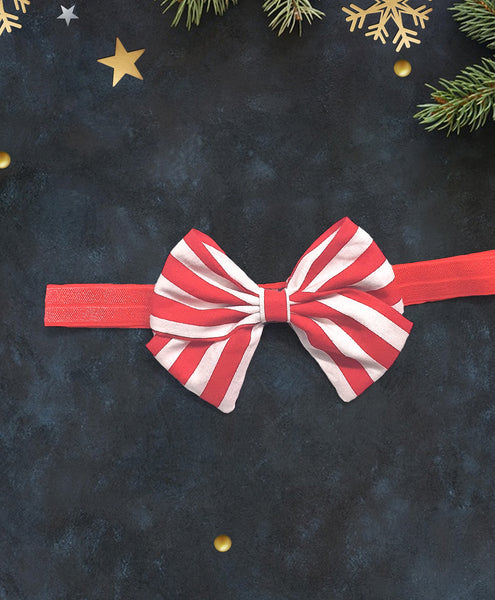 Candy Cane School Bow Headband - Red