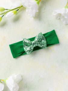 Big Sequined Bow Headband Green – Knotty Ribbons