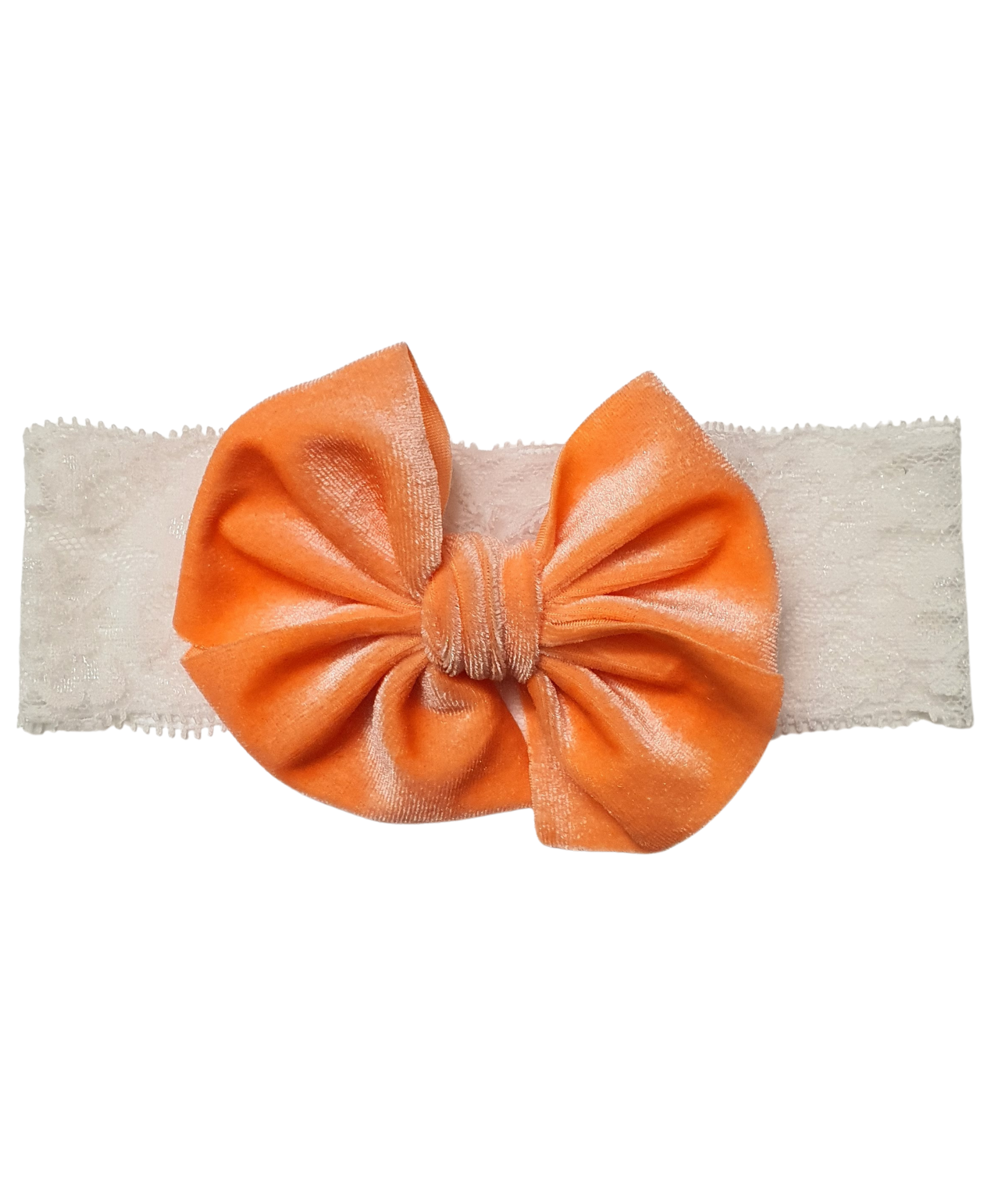 Velvet Big Bow Lace Headband- Coral