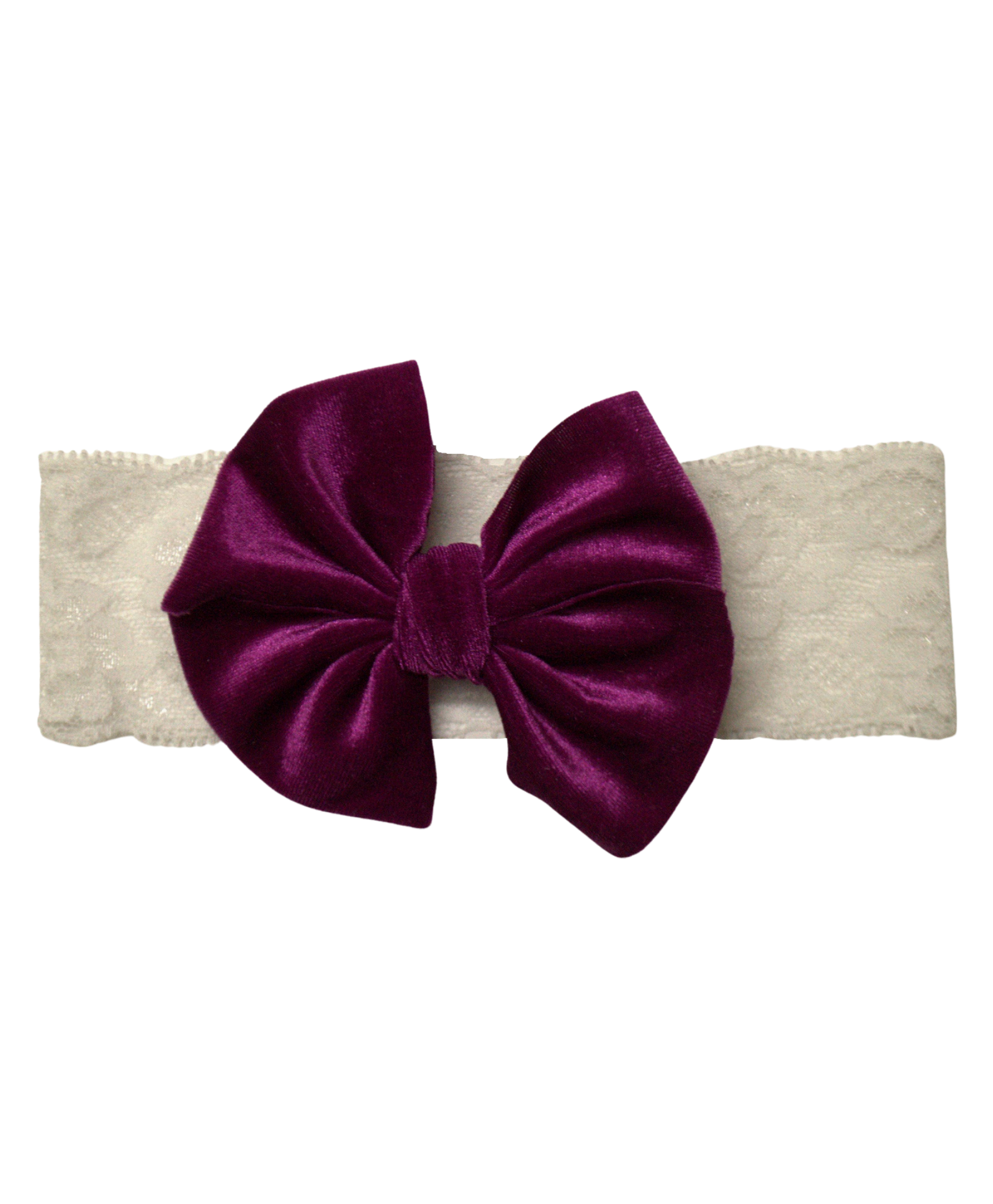Velvet Big Bow Lace Headband- Purple
